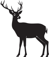 Obraz premium A simple deer silhouette vector illustration showing a wild animal with antlers in a nature design