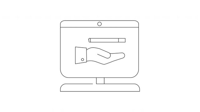Online Donation Concept - Hand and Cigarette on Computer Screen.