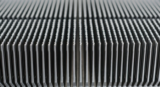 Close-up of a metal grate with a repeating pattern of parallel bars on a white background.