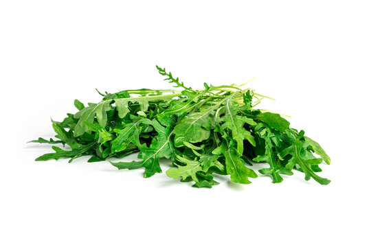 Arugula isolated on white background. A bunch of arugula. High quality photo