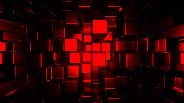 Red Metal Cube Transformation Background VJ Loop in 4K