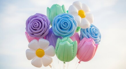 Obraz premium Colorful Balloon Flowers - A Delightful Bouquet.