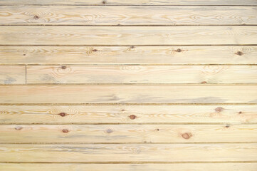 Fototapeta premium the wall is made of a wooden beam with a chamfer. Wood texture background. log cabin wall