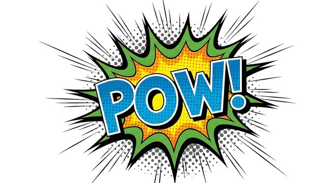 Comic book style pow explosion graphic