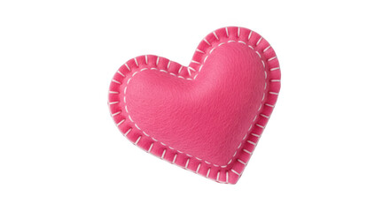 Fototapeta premium A soft pink felt heart toy featuring hand stitched white thread edges for a decorative craft look