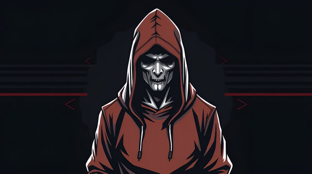 Hooded figure with no apologies statement vector illustration