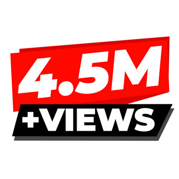 4.5M Views Social Milestone Counter PNG, Audience Boost Badge Icon, Engagement Highlight Label Design, Viral Trend Tag PNG, Viewer Stats Sticker Icon