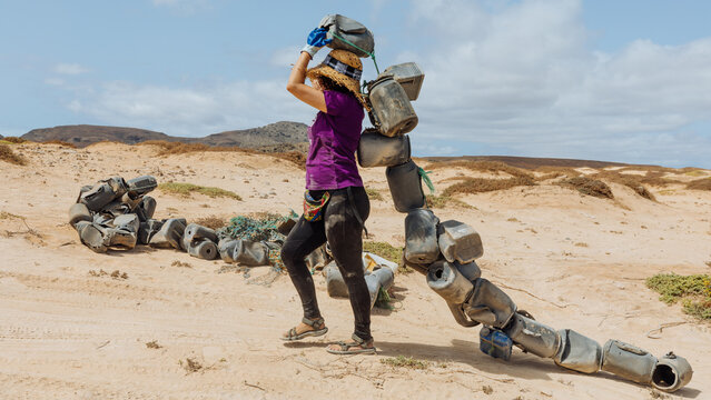 A beach cleanup in Boa Vista, Cape Verde, attracts dozens of local people and volunteers together to help sea turtles to reach the nesting sites