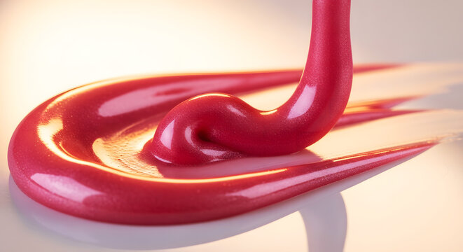 Creamy pink cosmetic gel swatch for beauty advertising