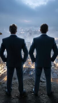 Businessman rooftop observer: urban construction, real estate, venture capital, financial planning, roi analysis, project profitability, asset management, economic growth, city planning, architecture