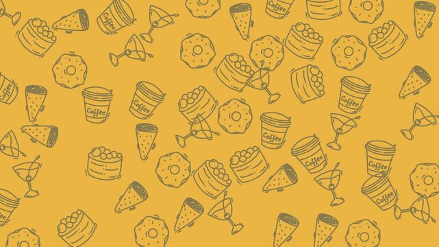 Background pattern of sugary doodles perfect for sweetthemed projects, such as birthday invitations or bakery websites. Sweet and playful design.