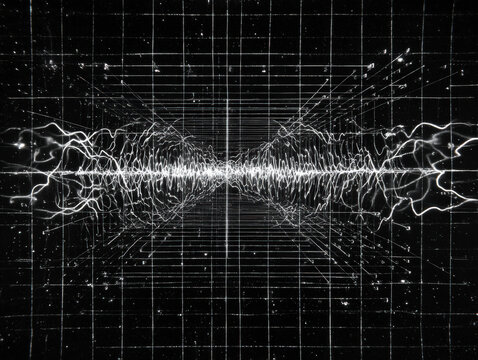 Abstract light pulses ripple across a digital grid