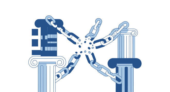 Chains Breaking Free From Columns.