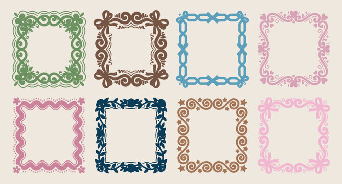 decorative frame border collection, vintage frame illustration set, ornamental border design pack, classic frame shapes artwork, elegant border frame illustration, decorative frame elements set, vinta