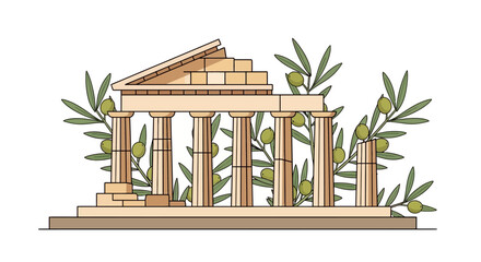 Ancient Greek Temple Architecture Columns. © Afi