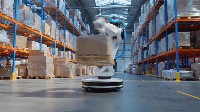 Robot arm in warehouse