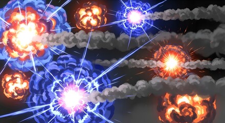 Explosion Burst, Fire and Smoke, Dynamic Energy Blast, Action Scene