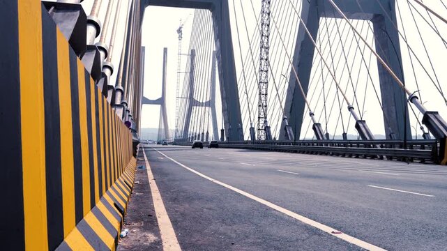 Beautiful view of the New zuari bridge, GOA, INDIA, Second longest cable-stayed bridge in India, linking the districts of North Goa and South Goa. Opened in 2022