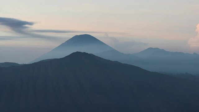 B-Roll of Mount Semeru Close-Up at Sunrise | Volcanic Peak View from King Kong Hill, East Java, Indonesia