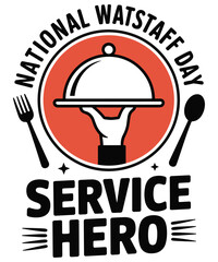 Fototapeta premium National waitstaff day service hero with serving platter and utensils