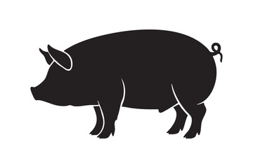 Fototapeta premium Black silhouette of a pig