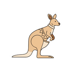 Fototapeta premium Kangaroo Cartoon Character with Joey in Pouch.