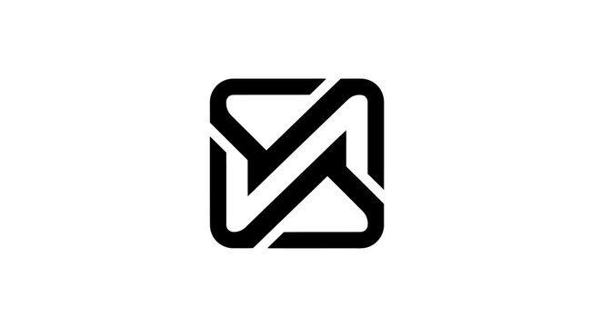 Black and white logo of an envelope with a checkmark on a square background.