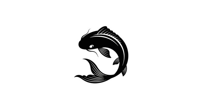 Black and white illustration of a fish head on a plain white background.