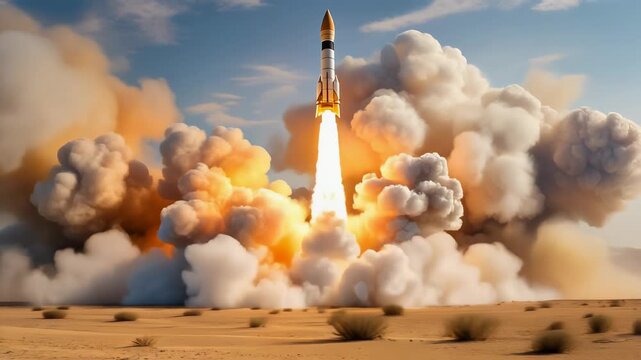 Firefly rocket launch soaring through vibrant clouds with dynamic energy and powerful ascent