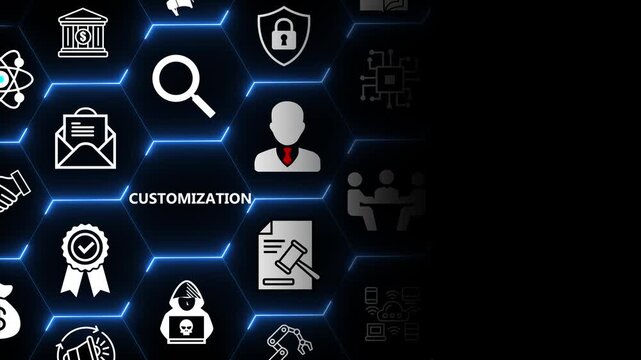 Customization concept with user and settings elements for personalized experience product adaptation and flexible business solutions in modern digital systems 4k animation video