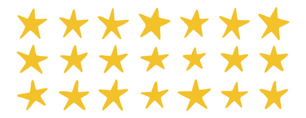 Yellow doodle star set cartoon style vector icons © Yanka