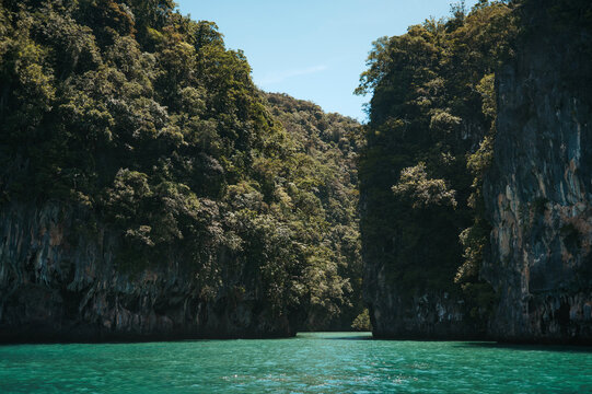Emerald water inside Hong Lagoon, Thale Nai, Koh Hong, Krabi