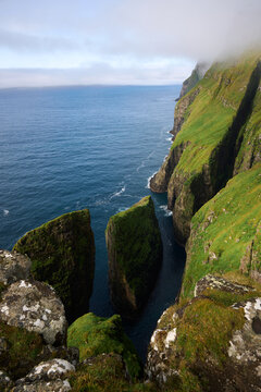 Dramatic Dunnesdrangar Sea Stacks and Cliffs, Faroe Islands