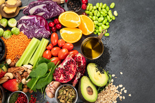 Various fresh products for healthy diet.