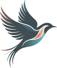 Fototapeta premium Blue and red stylized bird wings in flight blue feathers red feathers stylized wings
