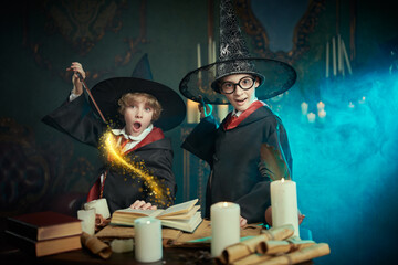 Fototapeta premium Two boys wizards