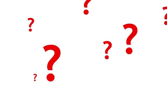 question mark flying animation motion graphics. question icon failling animation on transparent background. ask sign animation loopable. thinking, confused sign symbol chroma key animated background.