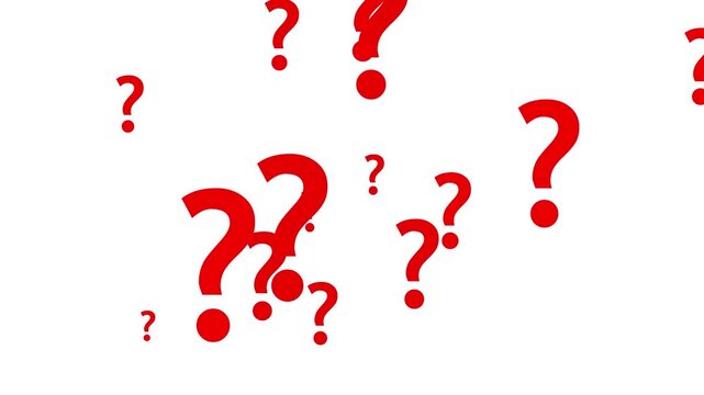 question mark flying animation motion graphics. question icon failling animation on transparent background. ask sign animation loopable. thinking, confused sign symbol chroma key animated background.