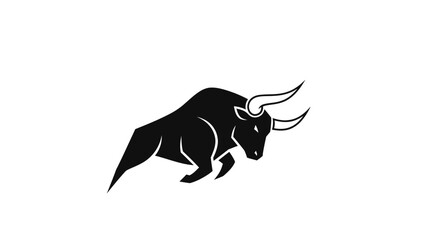 Obraz premium Black bull with white outline charging.