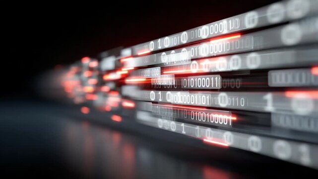 Futuristic Data Stream With Binary Code and Light Effects
