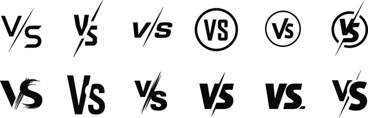 Versus Logos: A collection of various Vs logos in a row for design. © SHUVO