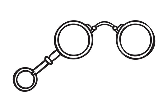 Lorgnette opera glasses with handle retro accessory line art monochrome hand drawn