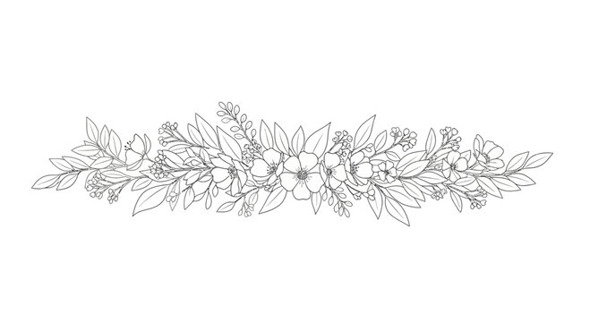 Detailed illustration of floral leafy branch.