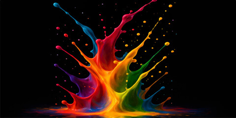 Bright abstract colorful background with glowing butterflies and stars featuring a magic fire flame design and orange energy explosion shapes on a black space art background in motion © MONORA