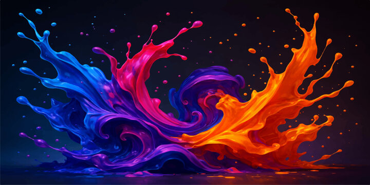 Dynamic orange juice splash with fiery floral swirls and burning flame patterns forming a hot inferno wave of red and yellow light on a black background vector design