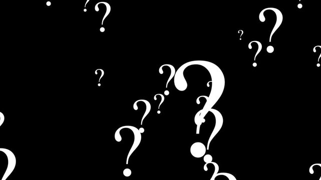 question mark flying animation motion graphics. question icon failling animation on transparent background. ask sign animation loopable. thinking, confused sign symbol chroma key animated background.