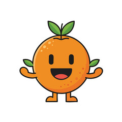 Obraz premium Cartoon orange character with leaves, arms, and legs, smiling broadly