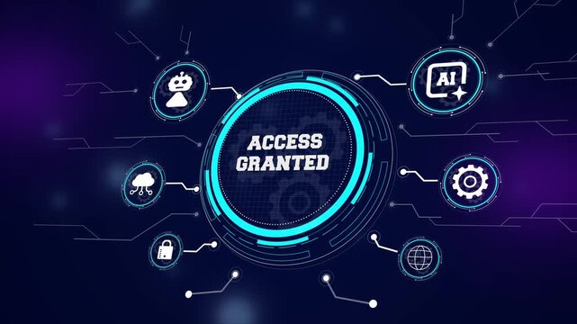 Secure identity verification interface confirming authorized system entry and high level encrypted network access for professional and secure environments
