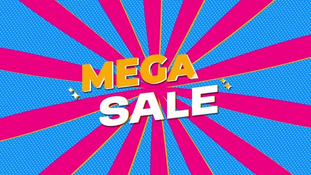 Mega Sale Text on Vibrant Pop Art Comic Background