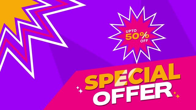 Vibrant Animated Special Offer Banner with 50% Discount